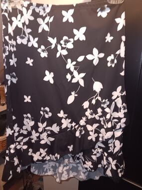 My Michelle Black and White Floral High-Low Skirt